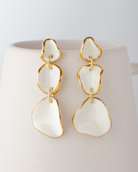 Flow Trio Earrings - White