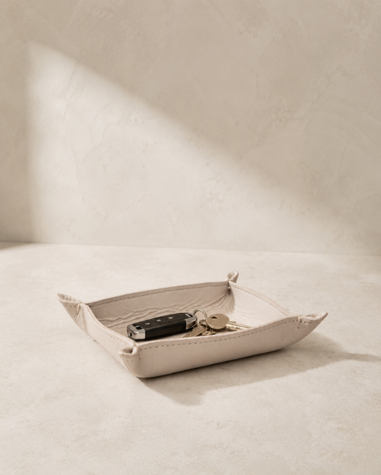 Genuine Leather Cream Valet Tray