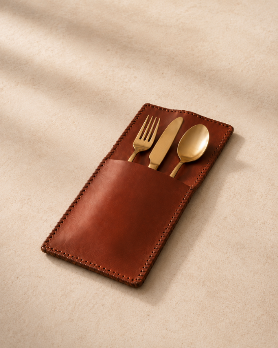 Genuine Leather Cutlery Rest