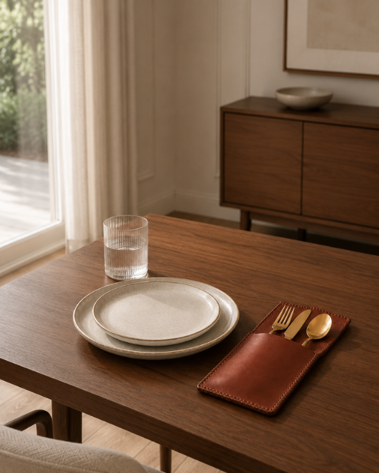Genuine Leather Cutlery Rest