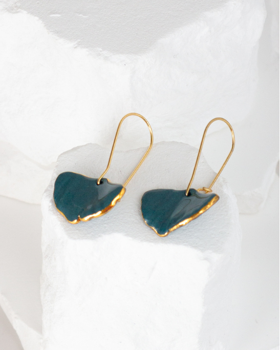 Gingko Dangle Earrings - Teal