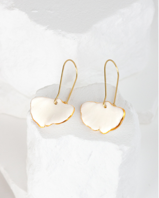 Gingko Dangle Earrings - White