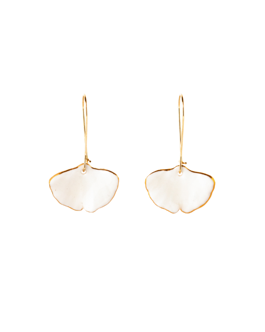 Gingko Dangle Earrings - White