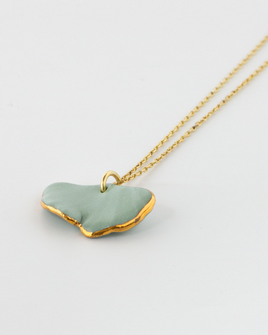 Gingko Porcelain Necklace - Sage