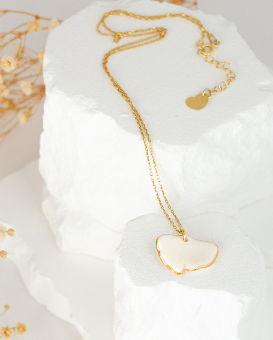 Ginkgo Porcelain Necklace - White