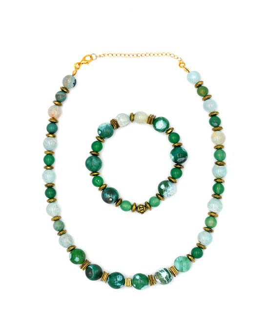 Green Agate Jewelry Set