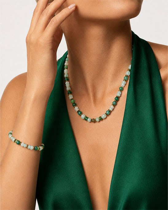 Green Agate Jewelry Set
