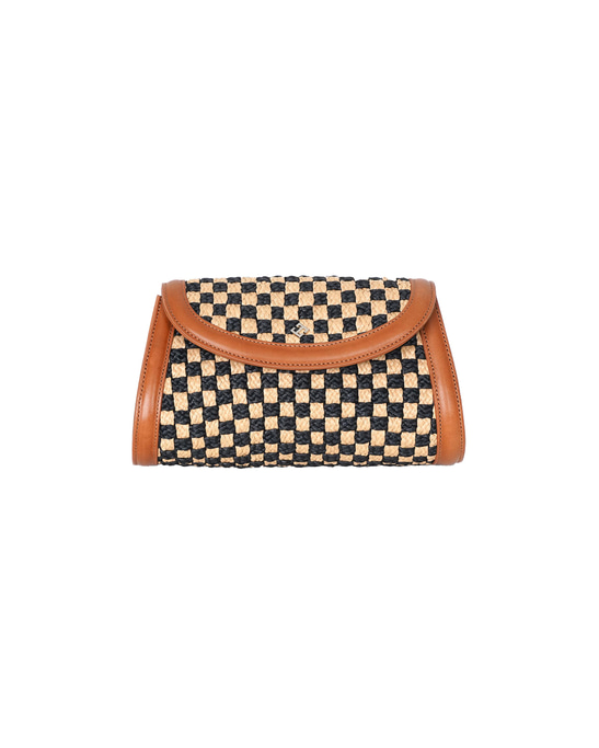 Hand-Crocheted Raffia Bag with Leather Details