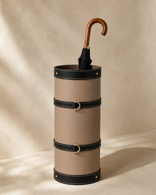 Handmade Genuine Leather Black Umbrella Stand