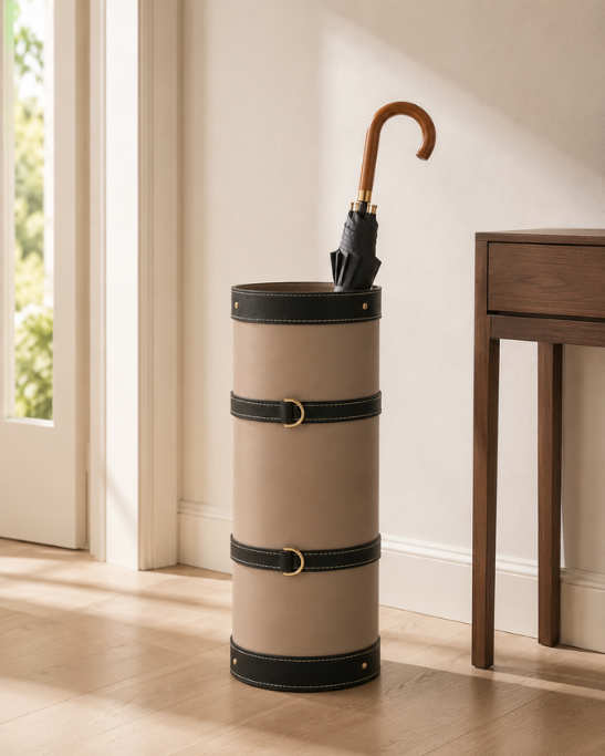 Handmade Genuine Leather Black Umbrella Stand
