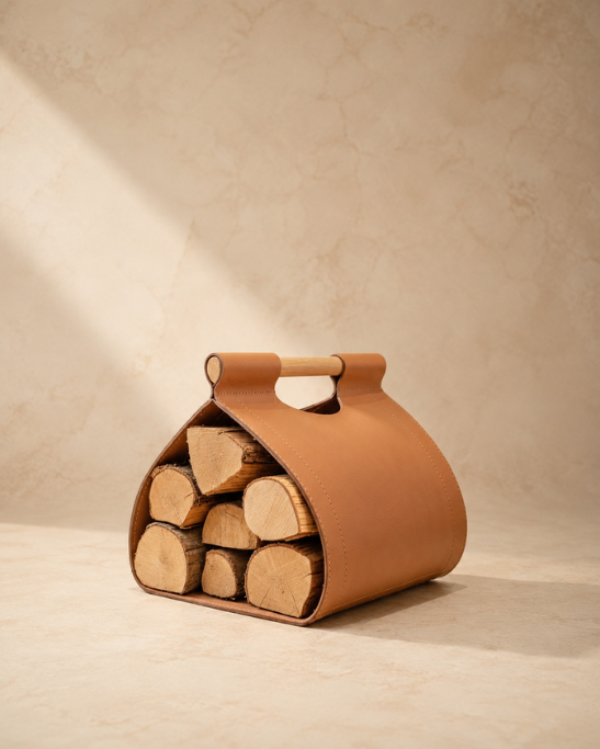 Handmade Genuine Leather Log Carrier
