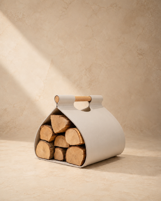 Handmade Genuine Leather Log Carrier