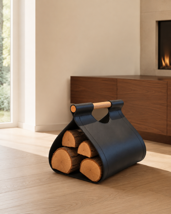 Handmade Genuine Leather Log Carrier