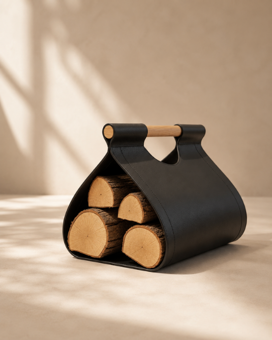 Handmade Genuine Leather Log Carrier