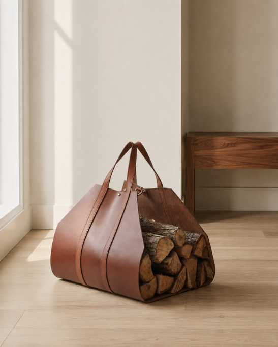 Handmade Genuine Leather Log Holder