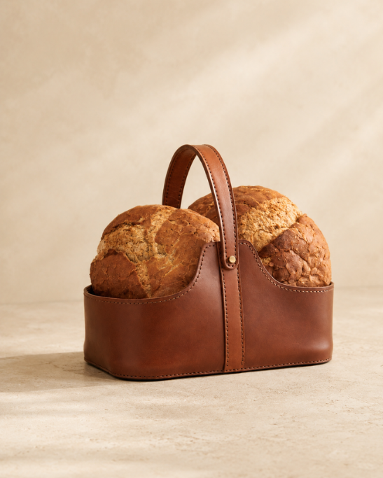 Handmade Leather Storage Basket