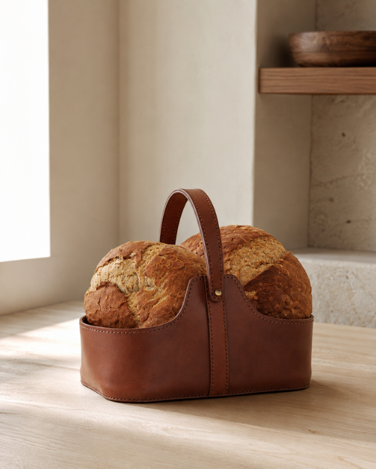 Handmade Leather Storage Basket