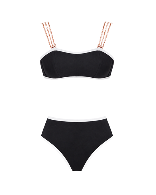 Jane Black Hight Waist Bikini With Rose Gold Chain Straps