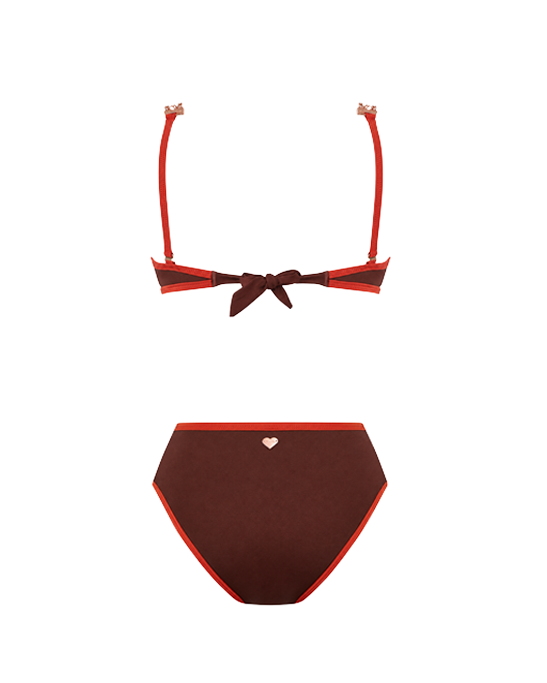 Jane Brown Hight Waist Bikini With Rose Gold Chain Straps