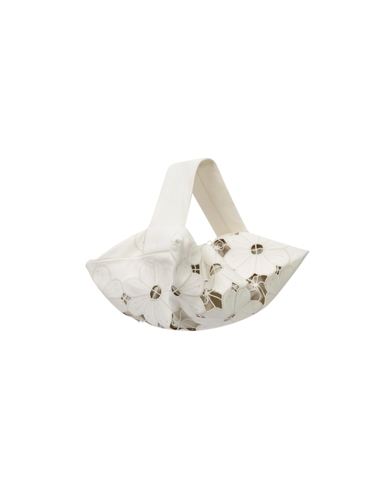 Leather Pouch Clutch with Flower Open-Work