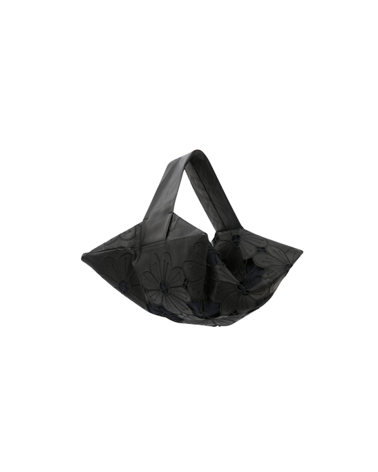 Leather Pouch Clutch with Flower Open-Work