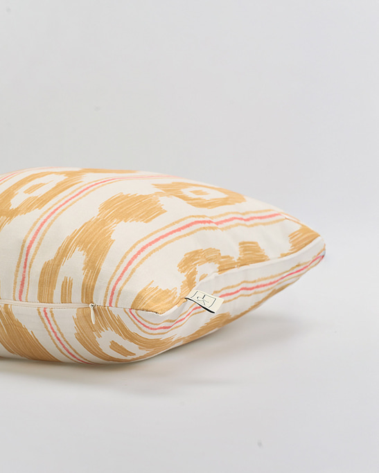 Linen Pillow Cover - Mustard & Coral