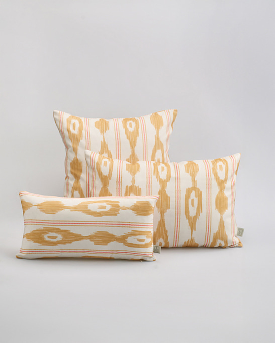 Linen Pillow Cover - Mustard & Coral