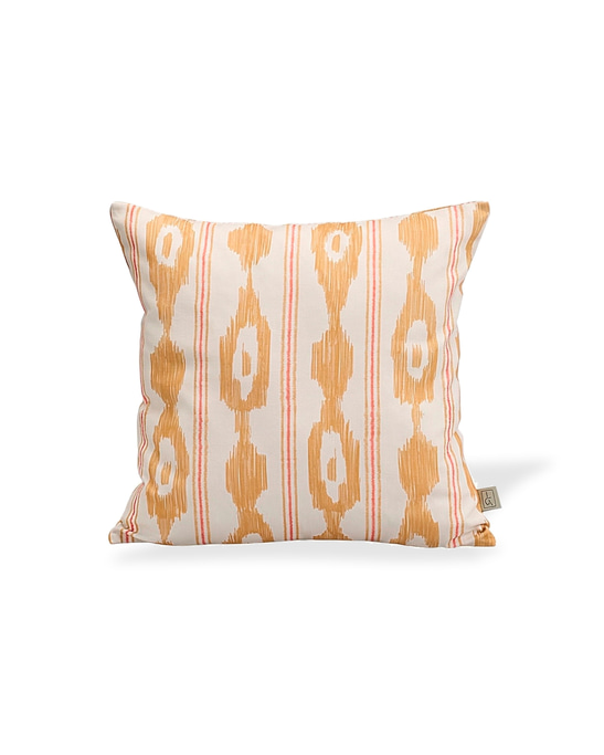 Linen Pillow Cover - Mustard & Coral