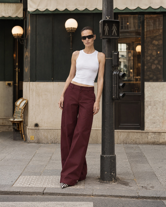 Lora Wide-Leg Trousers Burgundy
