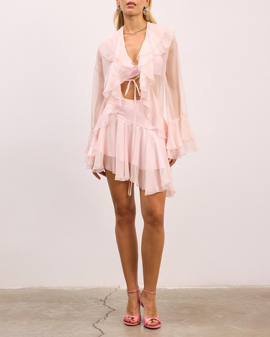 Lotus Powder Pink Flounce Bustiered Blouse