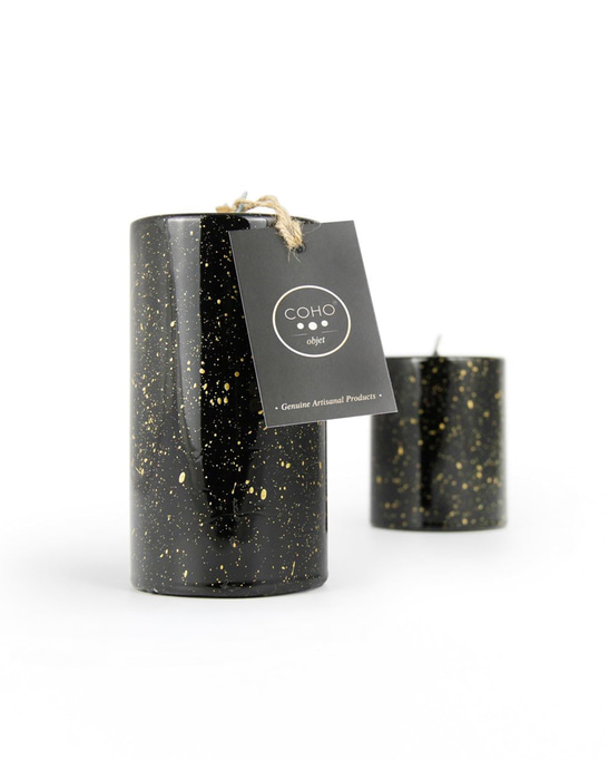 Lumina Gilded Black Cylinder Candle