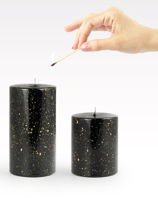 Lumina Gilded Black Cylinder Candle