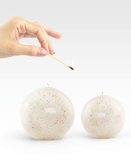 Lumina Gilded Cream Sphere Candle