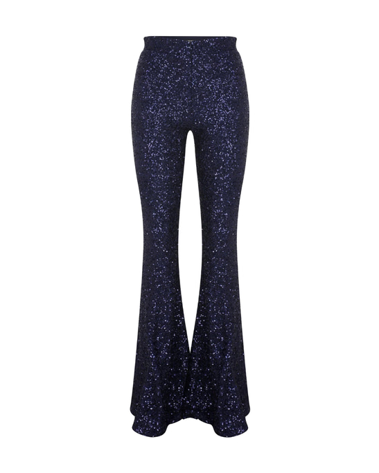 Maisy Sequin Flared Trousers Midnight Blue