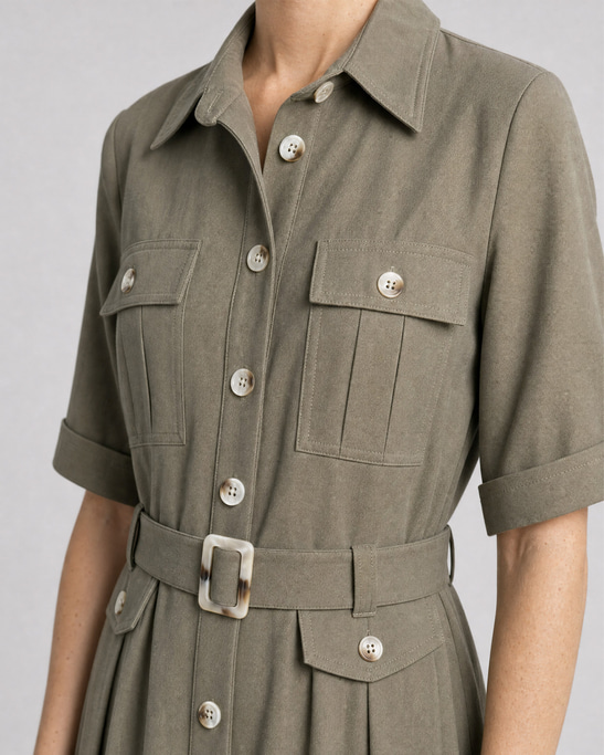 Maya Tencel Belted Midi Shirt Dress