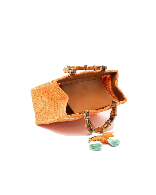 Natural Bamboo Handle Raffia Bag