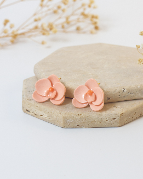 Orchid Earrings - Peach