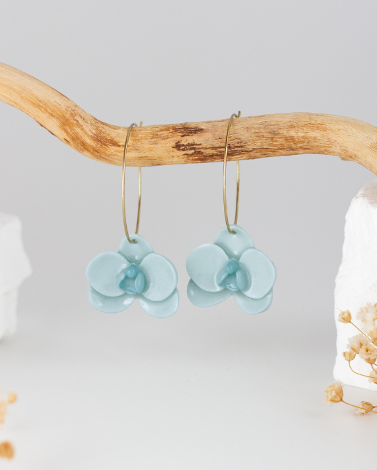 Orchid Hoop Earrings - Mint