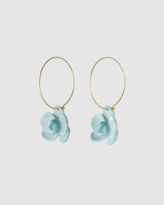 Orchid Hoop Earrings - Mint