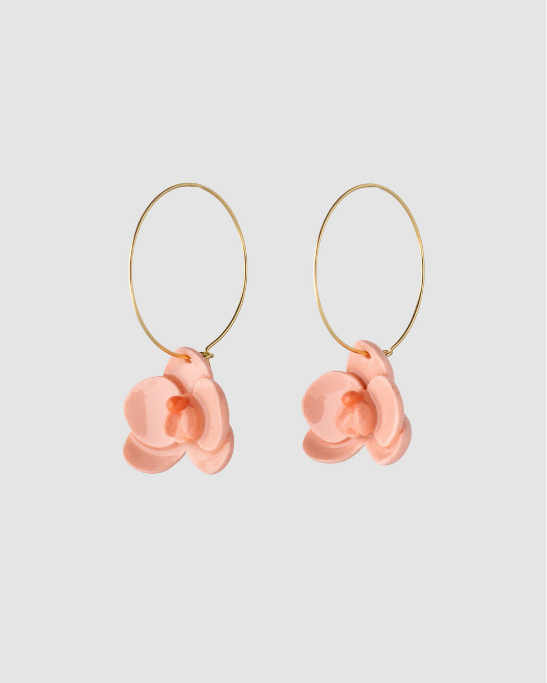 Orchid Hoop Earrings - Peach
