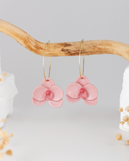 Orchid Hoop Earrings - Pink