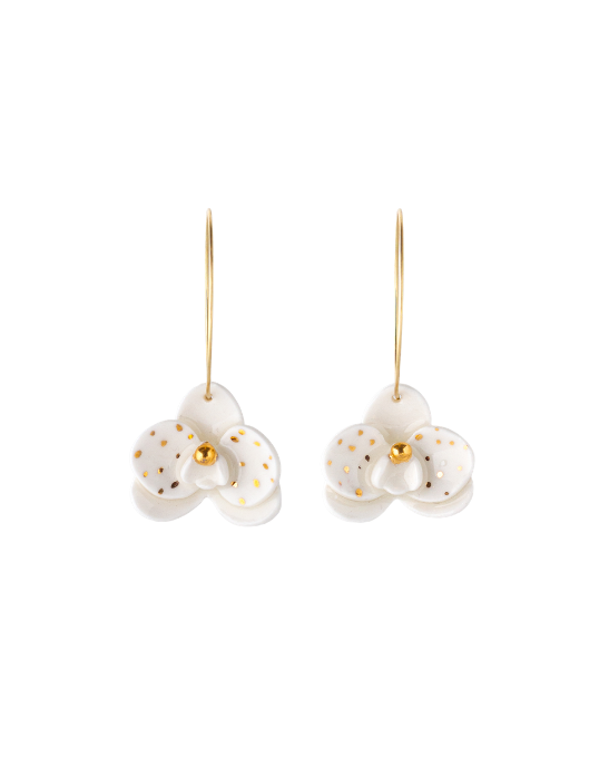 Orchid Hoop Earrings - White