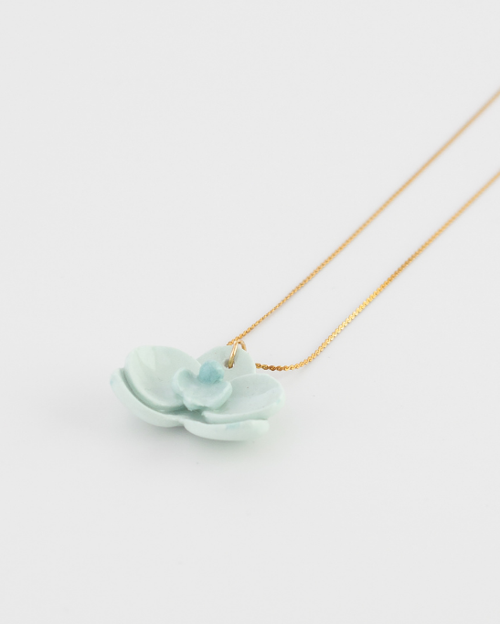 Orchid Mini Porcelain Necklace - Mint