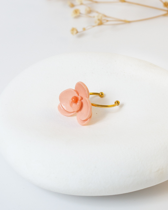 Orchid Mini Porcelain Ring - Peach