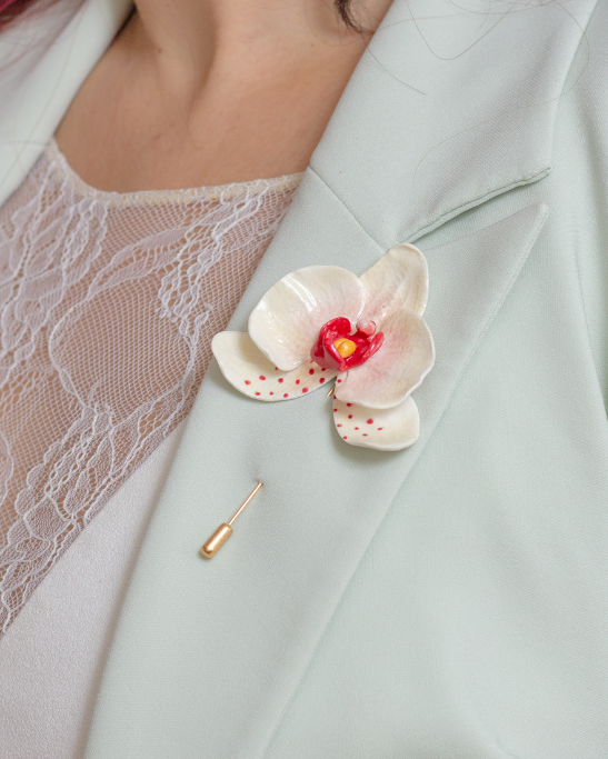 Orchid Muse Brooche - Amber Blaze