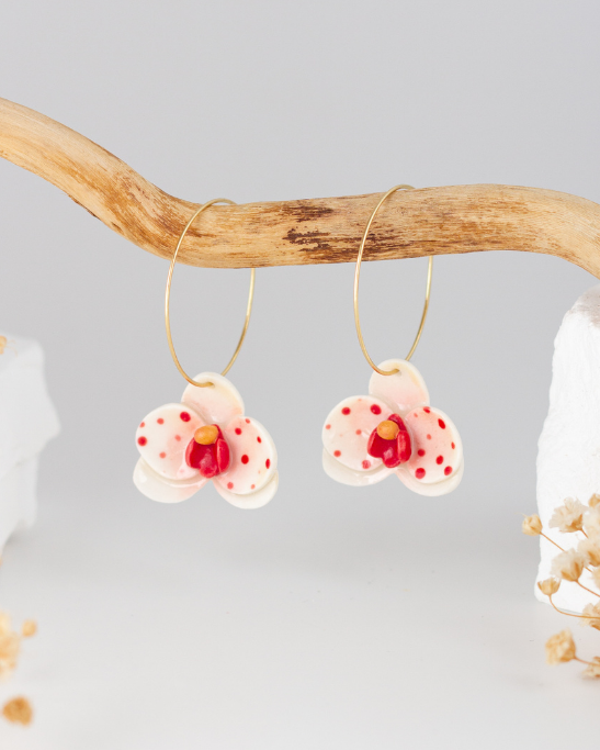 Orchid Muse Hoop Earrings - Amber Blaze