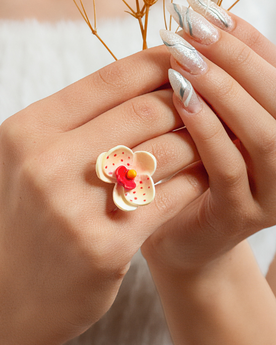 Orchid Muse Mini Porcelain Ring - Amber Blaze 
