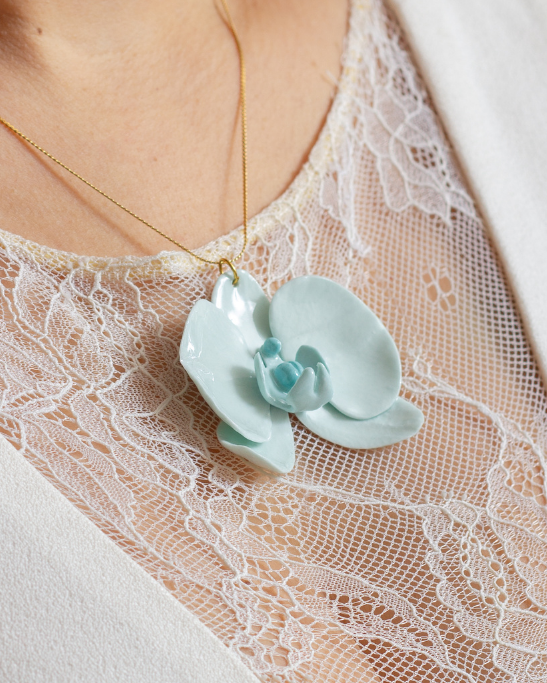 Orchid Porcelain Necklace - Mint