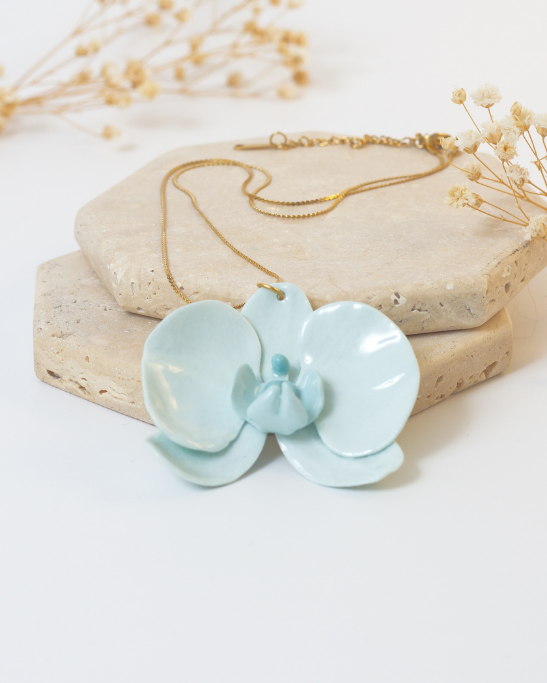 Orchid Porcelain Necklace - Mint