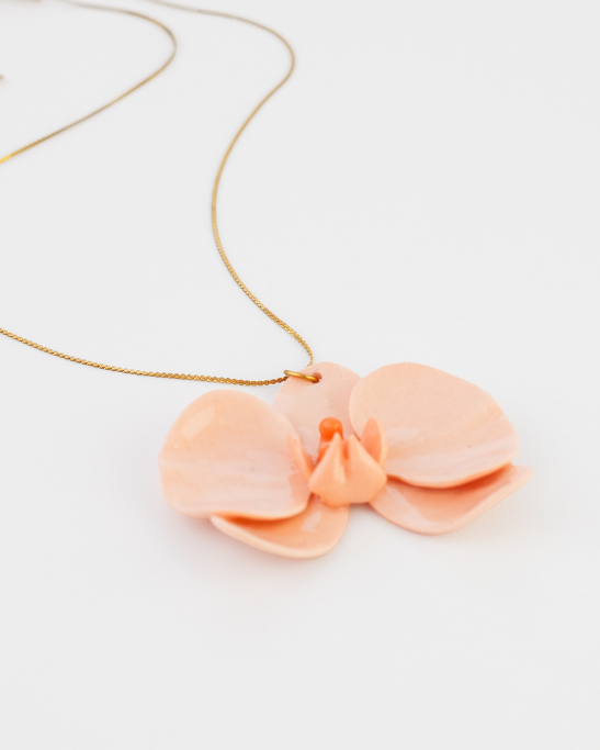 Orchid Porcelain Necklace - Peach